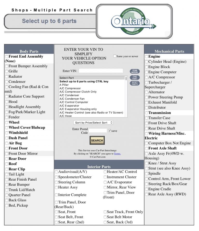 Parts Locator Ontario Automotive Recyclers Association