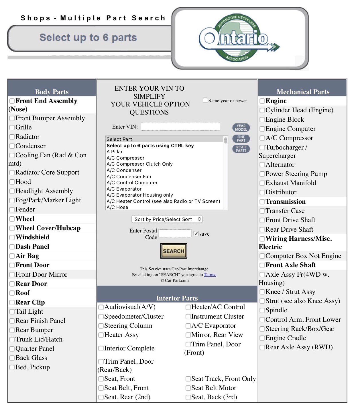 Parts Locator Ontario Automotive Recyclers Association